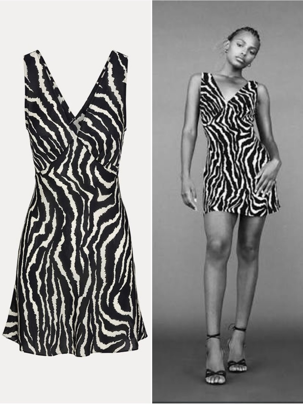 Realisation Par Isabelli Zebra Print Mini Dress Black White Size S